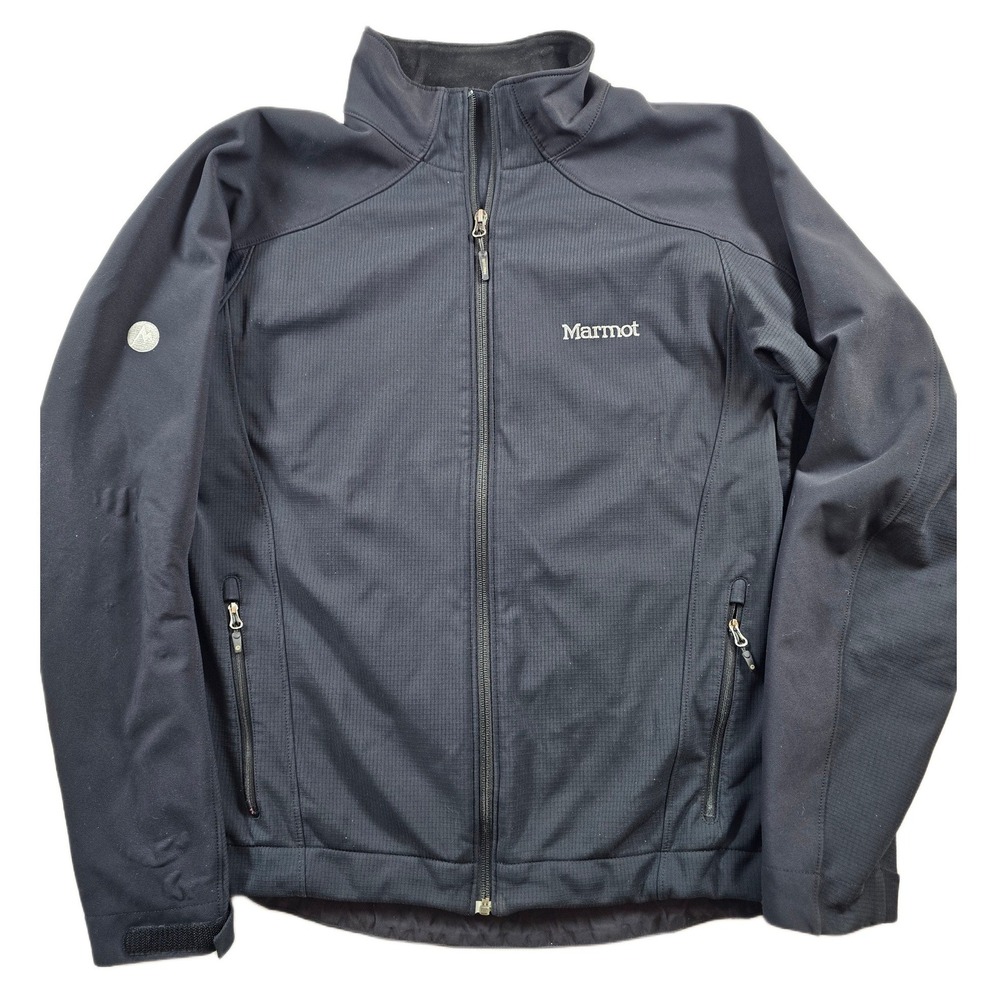 Marmot Gore Windstopper Jacket Mens Large Black Nylon Softshell Full Zip